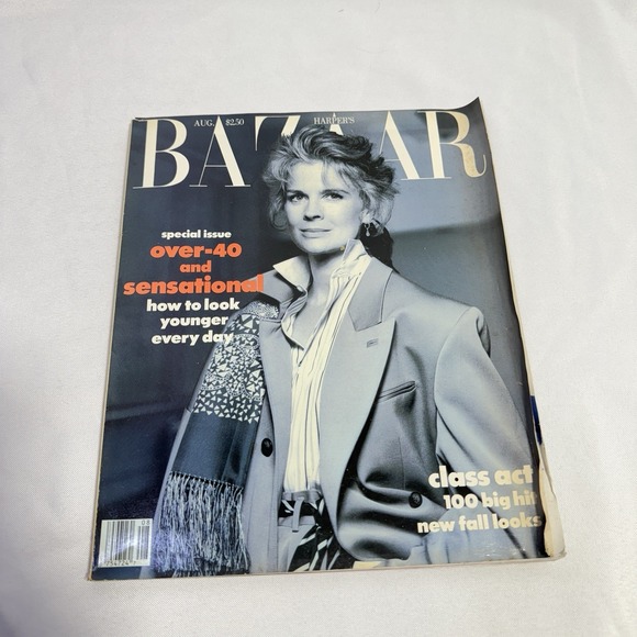 Other - Vintage Harper's Bazaar August 1989 Candice Bergman Cover Over 40 Issue